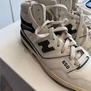 New Balance 650 Cream and Green High-Tops